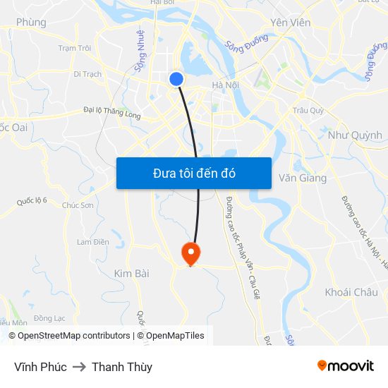 Vĩnh Phúc to Thanh Thùy map