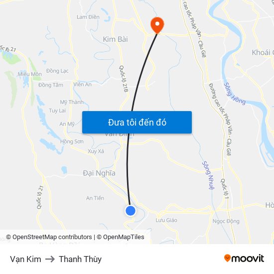 Vạn Kim to Thanh Thùy map