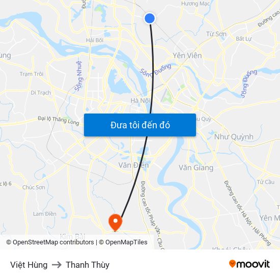 Việt Hùng to Thanh Thùy map