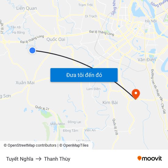 Tuyết Nghĩa to Thanh Thùy map