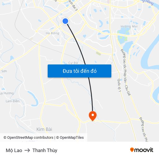 Mộ Lao to Thanh Thùy map