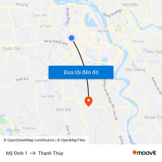 Mỹ Đình 1 to Thanh Thùy map