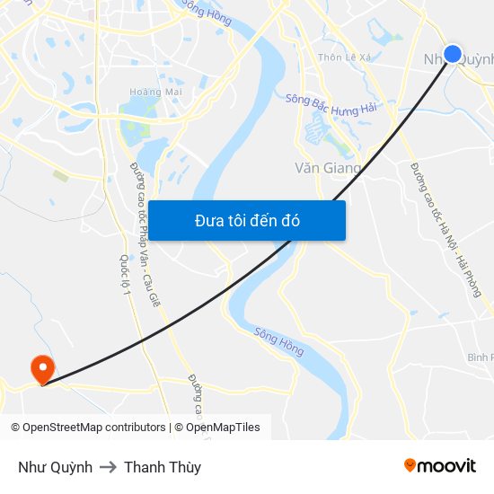 Như Quỳnh to Thanh Thùy map