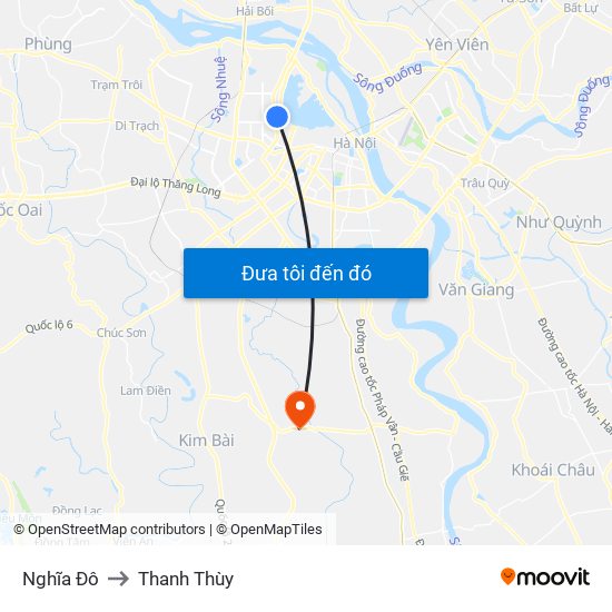 Nghĩa Đô to Thanh Thùy map