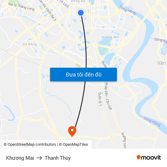 Khương Mai to Thanh Thùy map