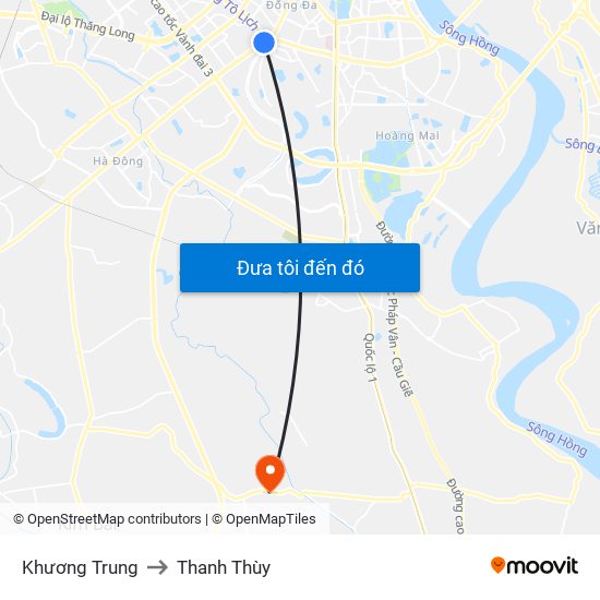Khương Trung to Thanh Thùy map