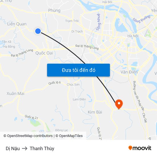 Dị Nậu to Thanh Thùy map