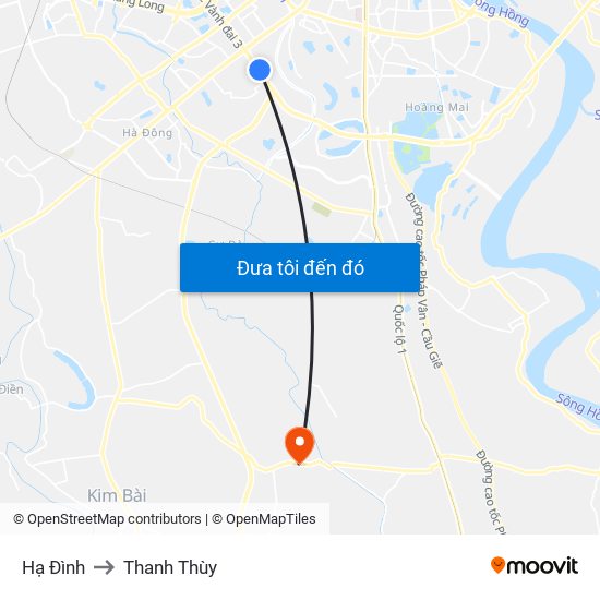 Hạ Đình to Thanh Thùy map