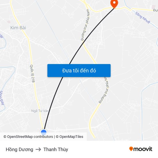 Hồng Dương to Thanh Thùy map