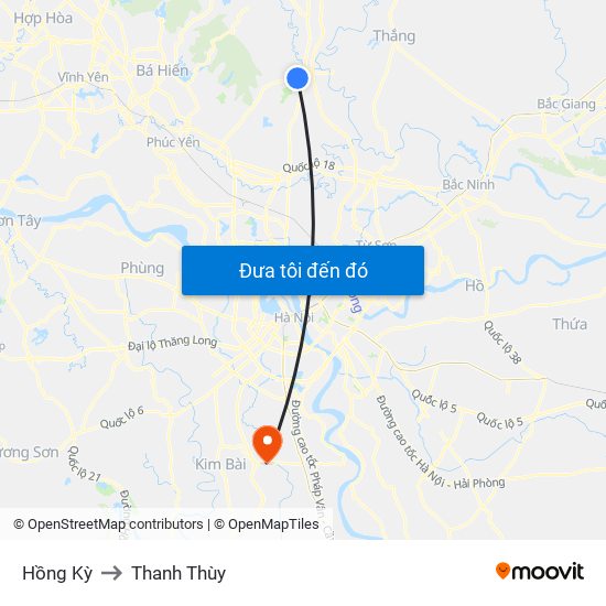 Hồng Kỳ to Thanh Thùy map