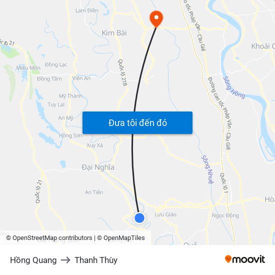 Hồng Quang to Thanh Thùy map