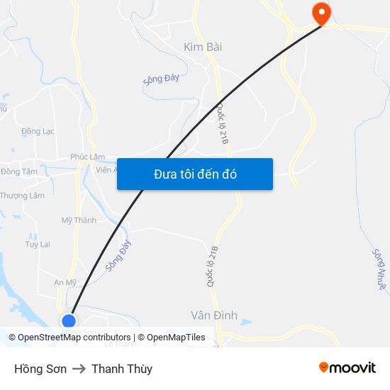 Hồng Sơn to Thanh Thùy map