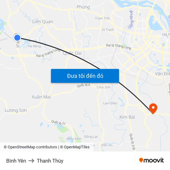 Bình Yên to Thanh Thùy map