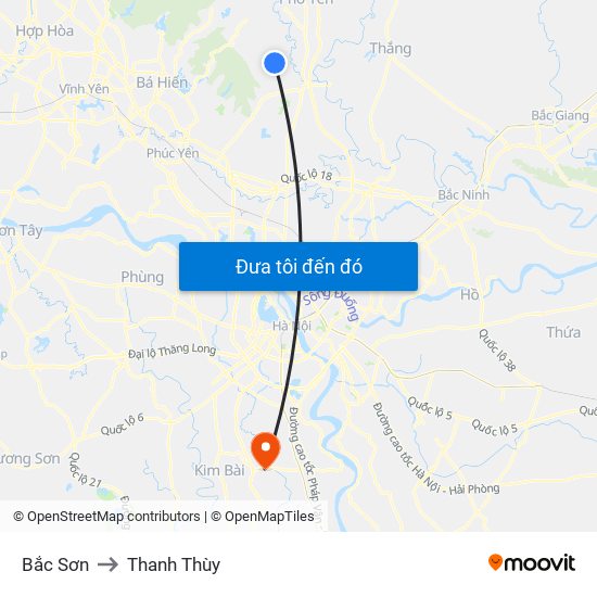 Bắc Sơn to Thanh Thùy map