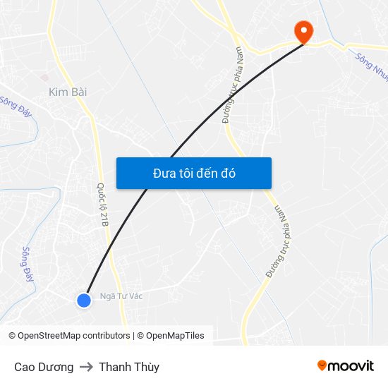 Cao Dương to Thanh Thùy map