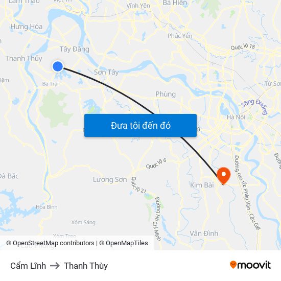 Cẩm Lĩnh to Thanh Thùy map