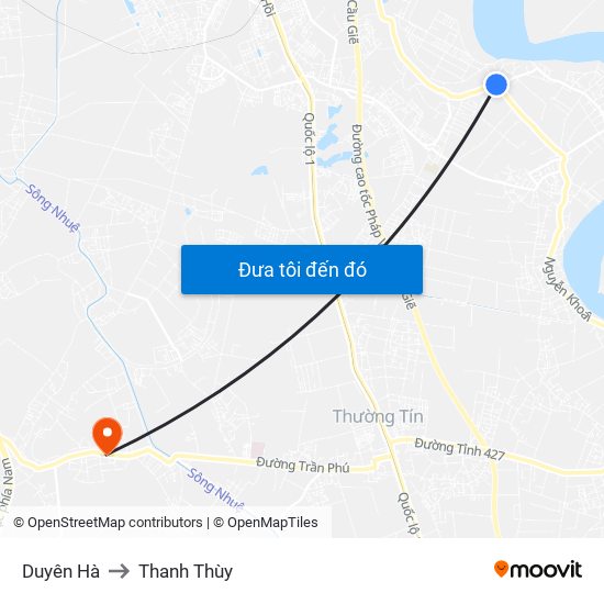 Duyên Hà to Thanh Thùy map