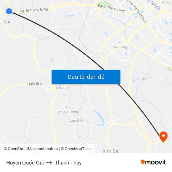 Huyện Quốc Oai to Thanh Thùy map