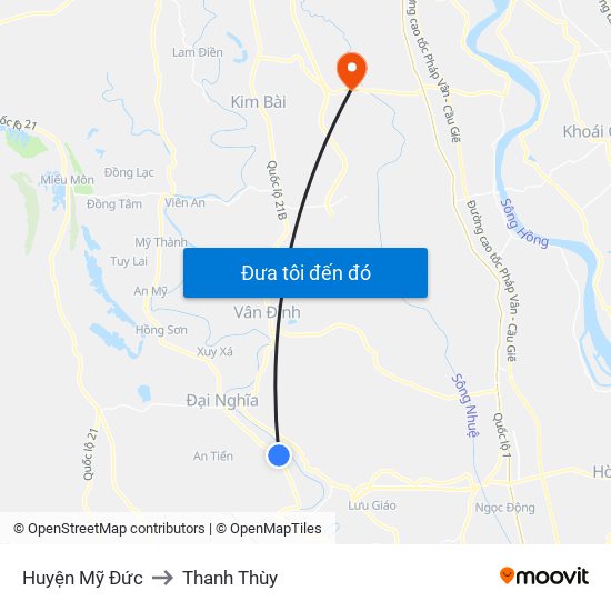 Huyện Mỹ Đức to Thanh Thùy map