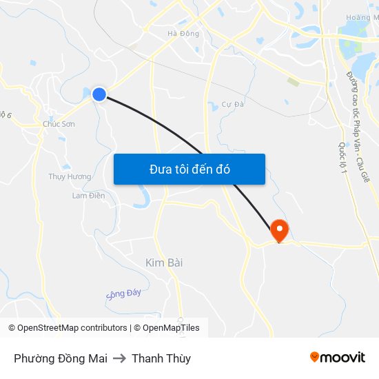 Phường Đồng Mai to Thanh Thùy map
