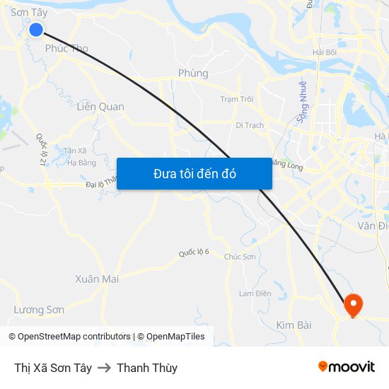 Thị Xã Sơn Tây to Thanh Thùy map