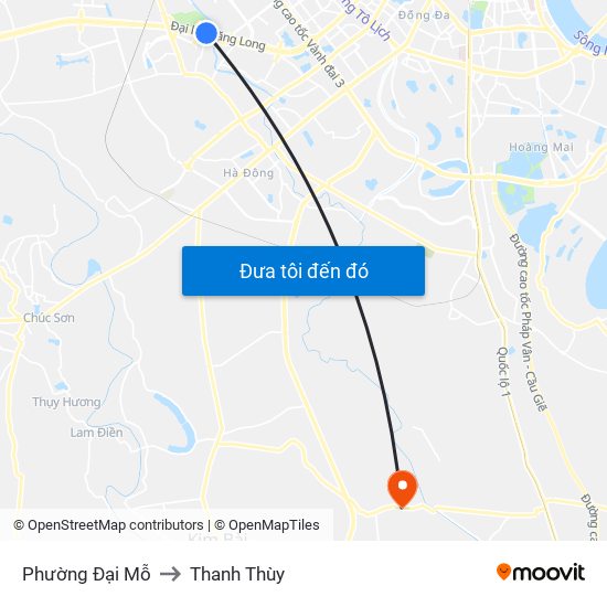 Phường Đại Mỗ to Thanh Thùy map