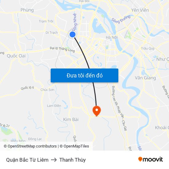 Quận Bắc Từ Liêm to Thanh Thùy map