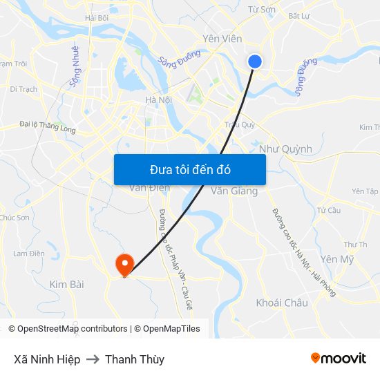 Xã Ninh Hiệp to Thanh Thùy map