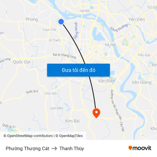 Phường Thượng Cát to Thanh Thùy map