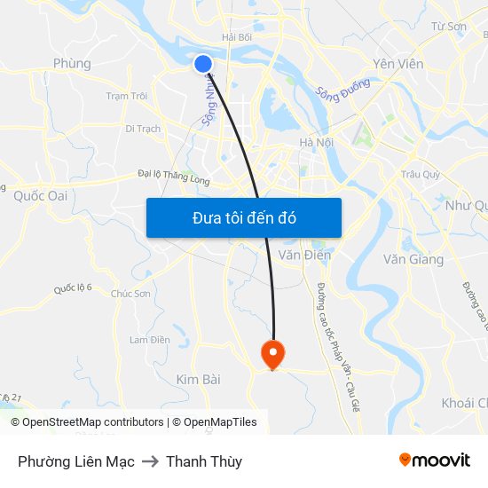 Phường Liên Mạc to Thanh Thùy map