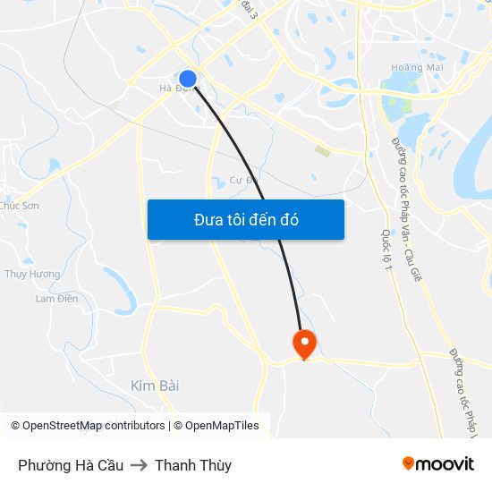 Phường Hà Cầu to Thanh Thùy map