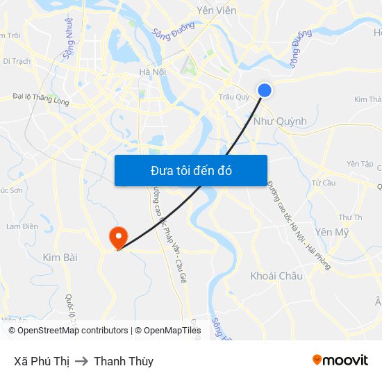 Xã Phú Thị to Thanh Thùy map