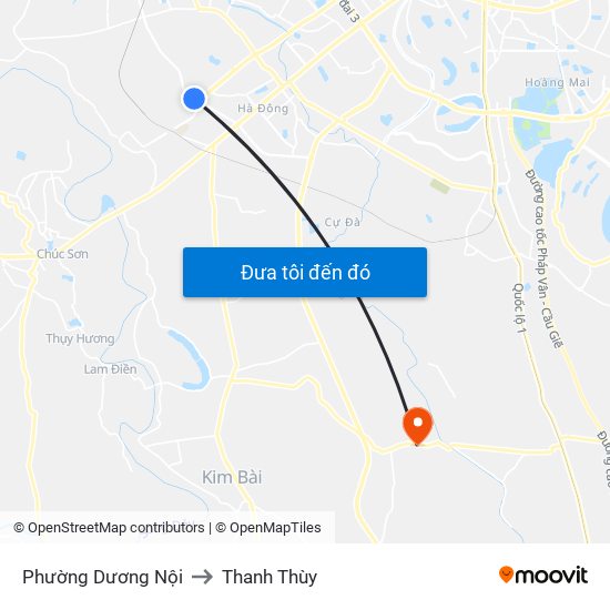 Phường Dương Nội to Thanh Thùy map