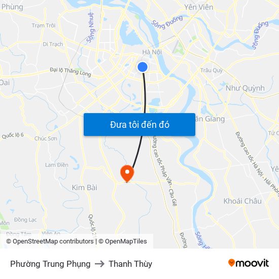 Phường Trung Phụng to Thanh Thùy map