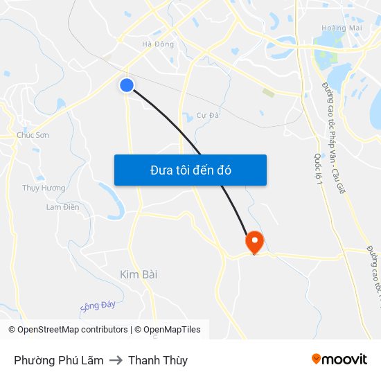 Phường Phú Lãm to Thanh Thùy map