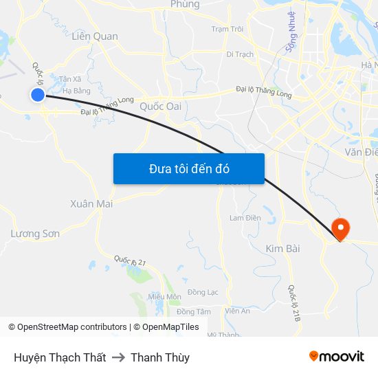Huyện Thạch Thất to Thanh Thùy map