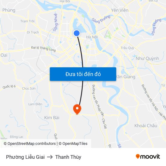 Phường Liễu Giai to Thanh Thùy map