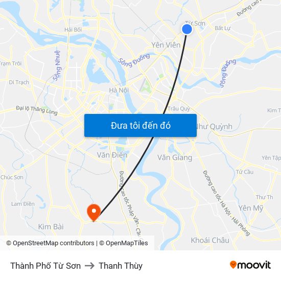 Thành Phố Từ Sơn to Thanh Thùy map