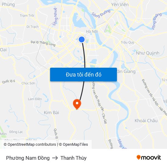 Phường Nam Đồng to Thanh Thùy map