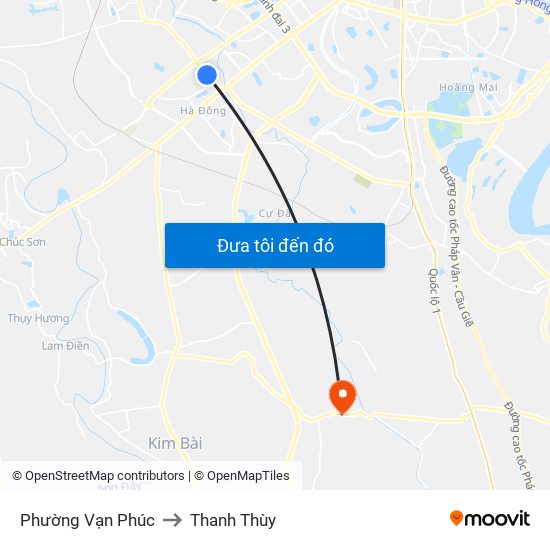 Phường Vạn Phúc to Thanh Thùy map