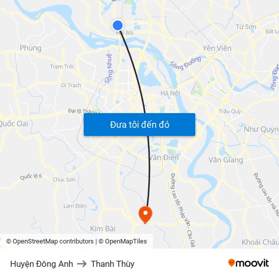 Huyện Đông Anh to Thanh Thùy map