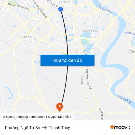 Phường Ngã Tư Sở to Thanh Thùy map