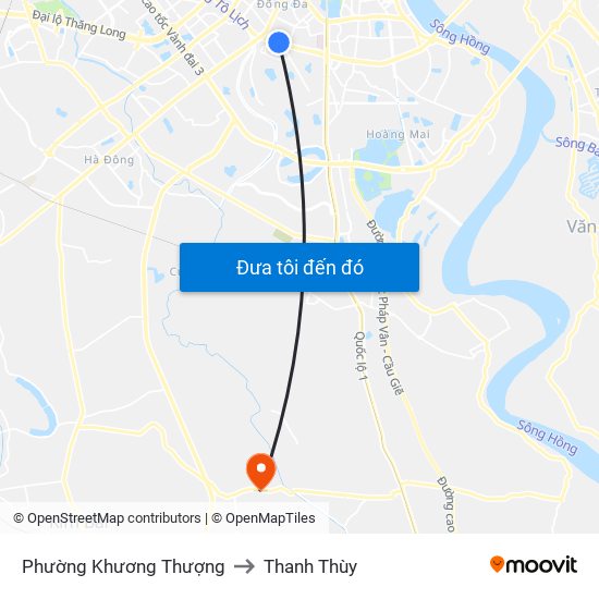 Phường Khương Thượng to Thanh Thùy map