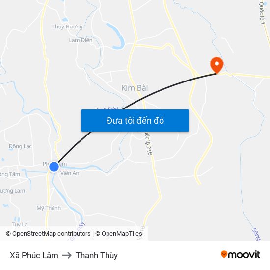 Xã Phúc Lâm to Thanh Thùy map