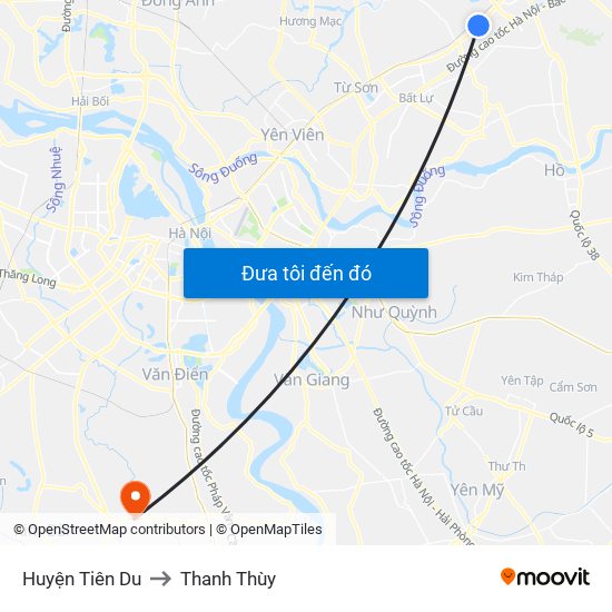 Huyện Tiên Du to Thanh Thùy map