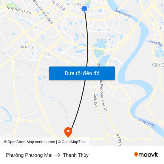 Phường Phương Mai to Thanh Thùy map
