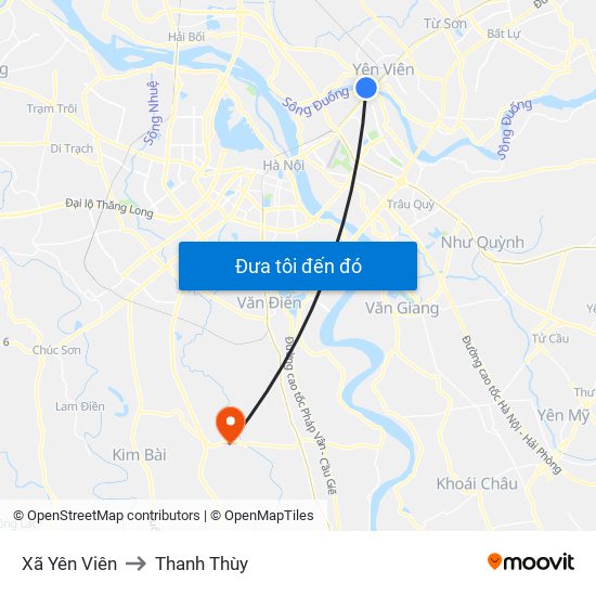 Xã Yên Viên to Thanh Thùy map