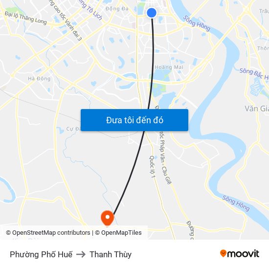 Phường Phố Huế to Thanh Thùy map