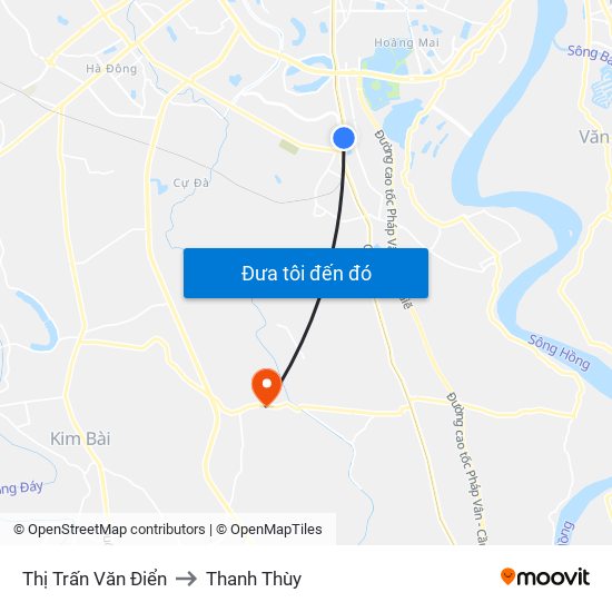 Thị Trấn Văn Điển to Thanh Thùy map