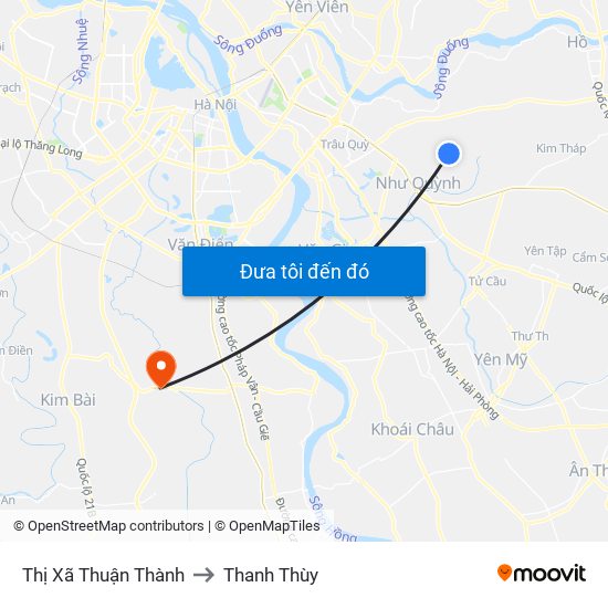 Thị Xã Thuận Thành to Thanh Thùy map